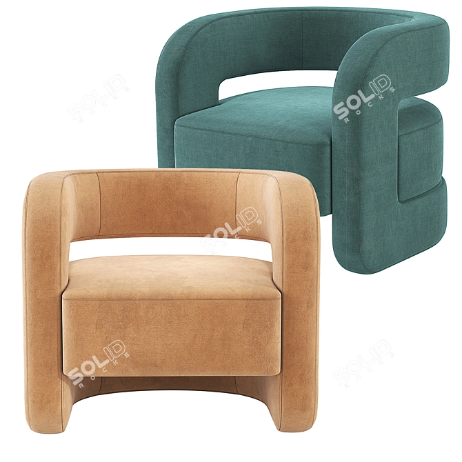 Luxurious Kirby Velvet Chair 3D model image 4