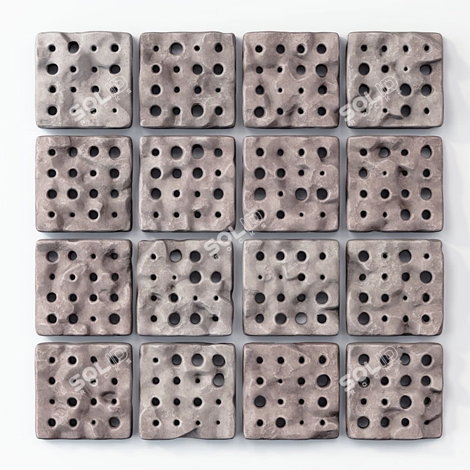 Stone Panel Cube: Decor with Holes 3D model image 1