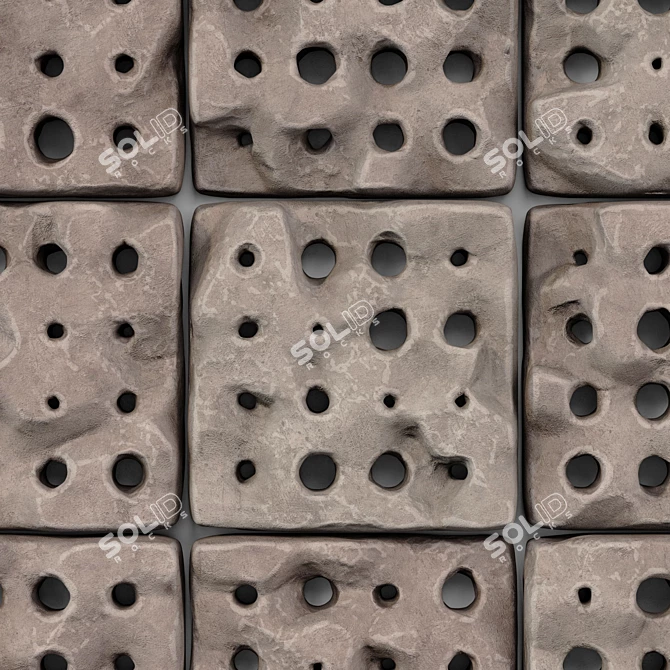 Stone Panel Cube: Decor with Holes 3D model image 2
