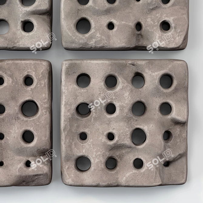 Stone Panel Cube: Decor with Holes 3D model image 3