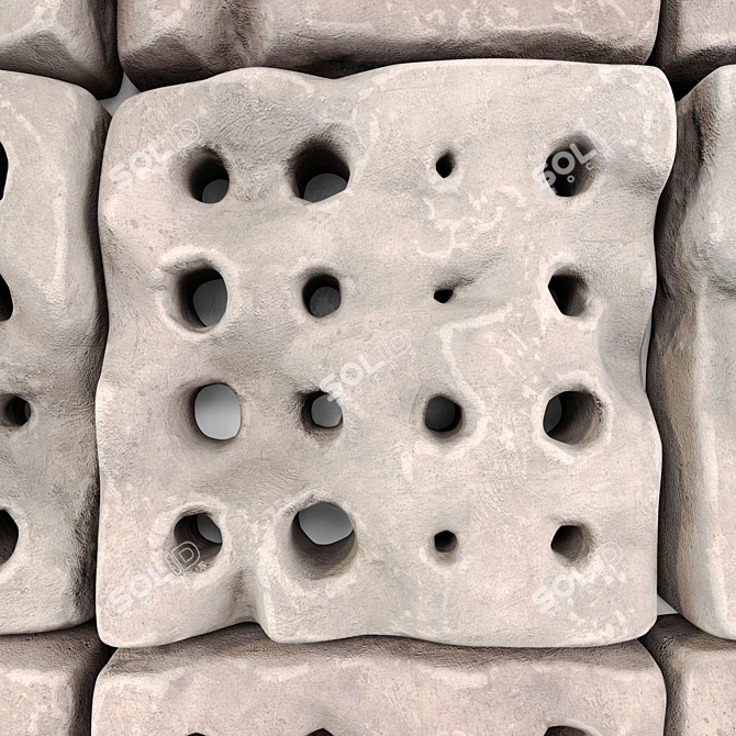 Stone Panel Cube: Decor with Holes 3D model image 4