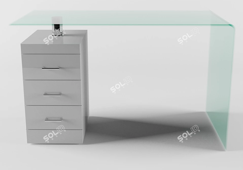 Modern Glass Writing Desk 3D model image 1