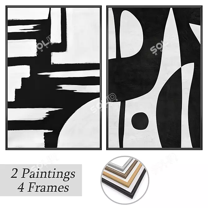 Elegant Art Prints Set with Multiple Frame Options 3D model image 1