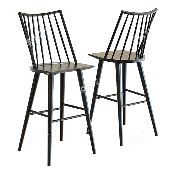 Elegant Windsor Bar Stool 3D model image 1