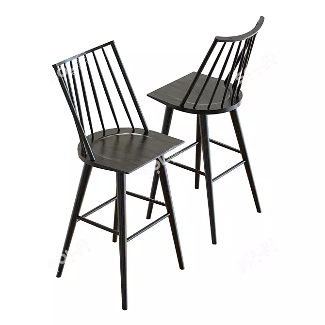 Elegant Windsor Bar Stool 3D model image 2