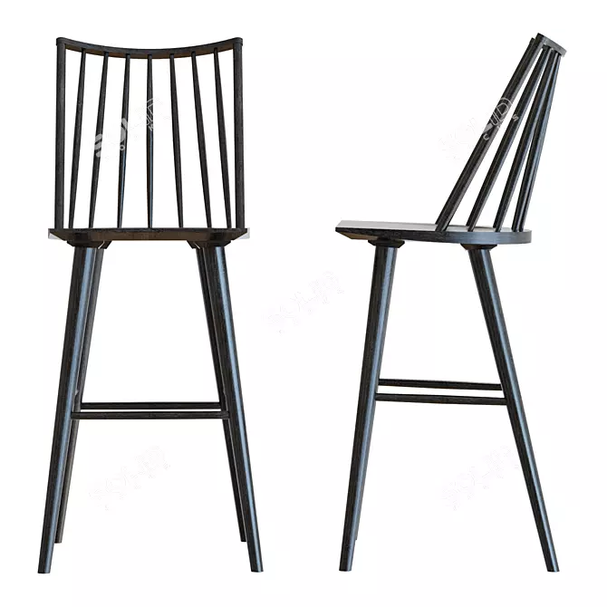 Elegant Windsor Bar Stool 3D model image 3