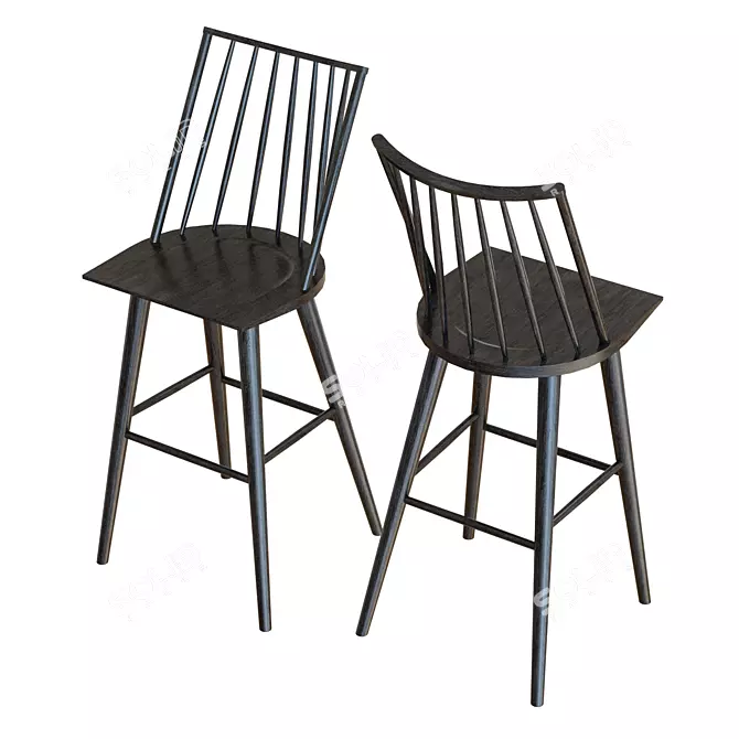 Elegant Windsor Bar Stool 3D model image 4