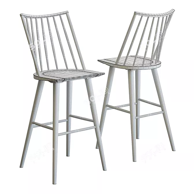 Elegant Windsor Bar Stool 3D model image 5