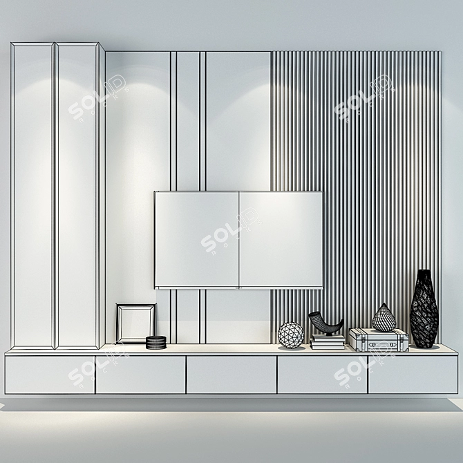 Sleek TV Wall Set | 69 3D model image 2