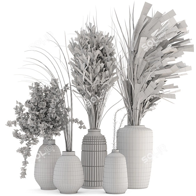 Elegant Dry Plants Bouquet Set 3D model image 7