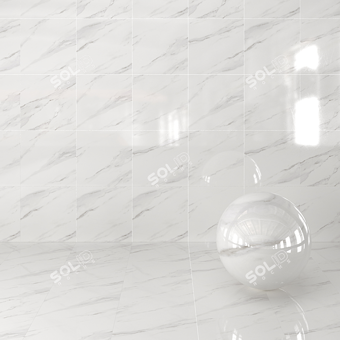 Statuario White 60x60 Porcelain Tile: HD Textures, Corona & Vray Material 3D model image 1