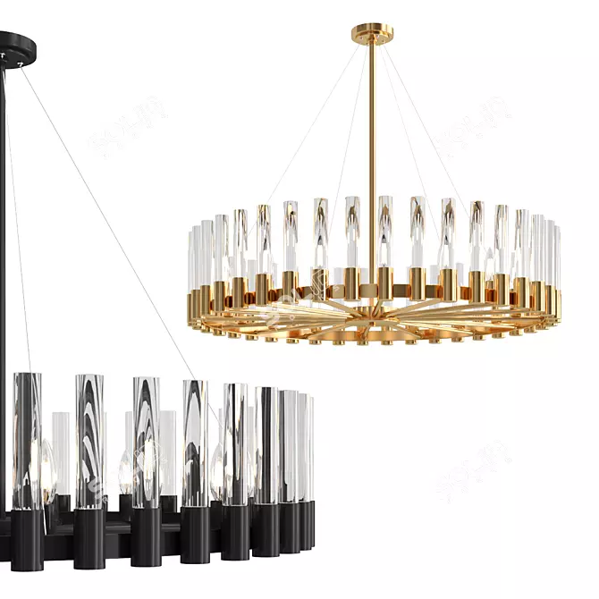 Elegant Pearl Round Chandelier 3D model image 1