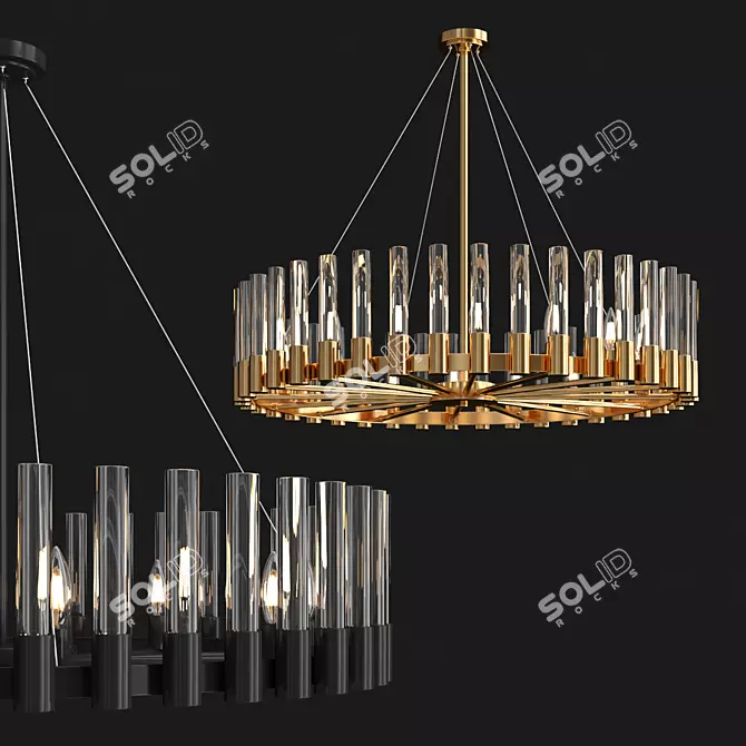 Elegant Pearl Round Chandelier 3D model image 3