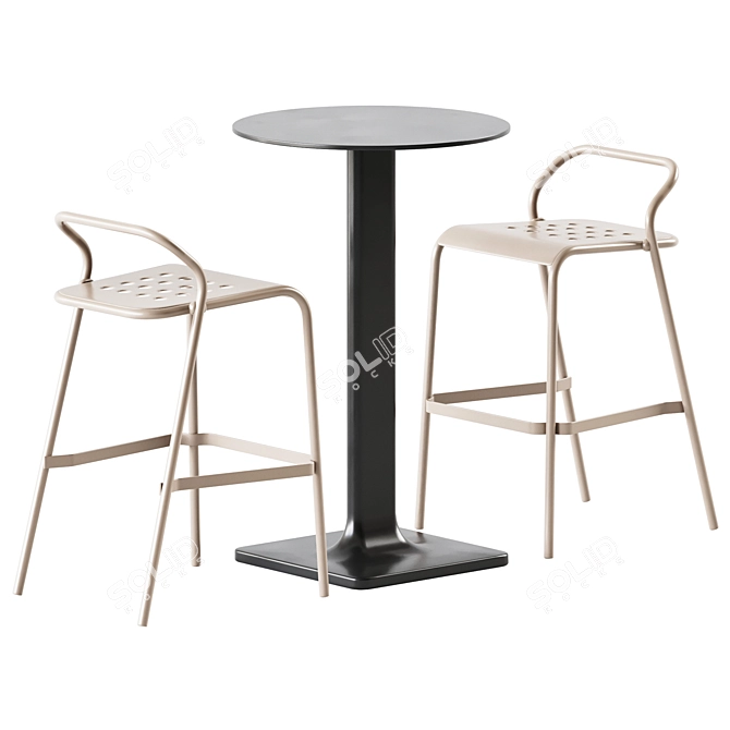 Elevated Elegance: Plinto High Table & Noss Bar Stool 3D model image 1