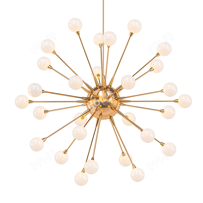 Ethereal Glow: Impulse Gold Chandelier 3D model image 1