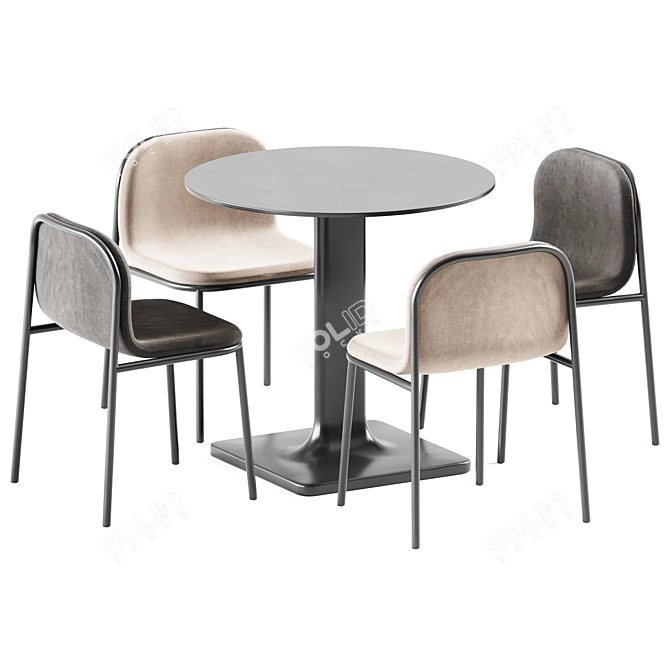 Elegant Plinto Table & Shell Chair 3D model image 1
