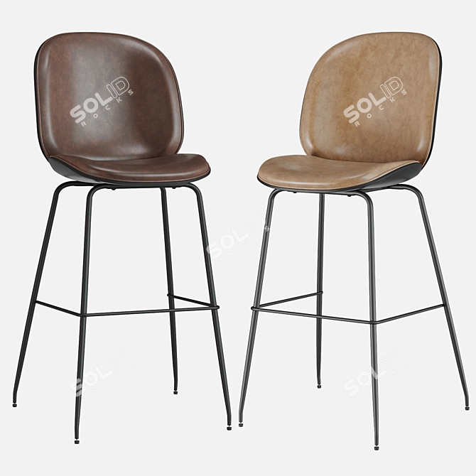 Beetle PU Bar Stool Set 3D model image 2