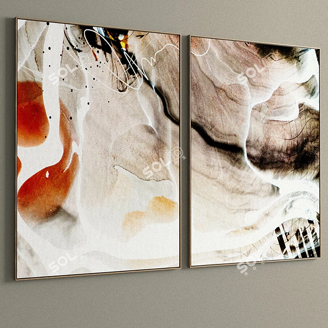 Elegant Photo Frames Set: 2 Woods & 3 Metals - 100x70 cm 3D model image 2