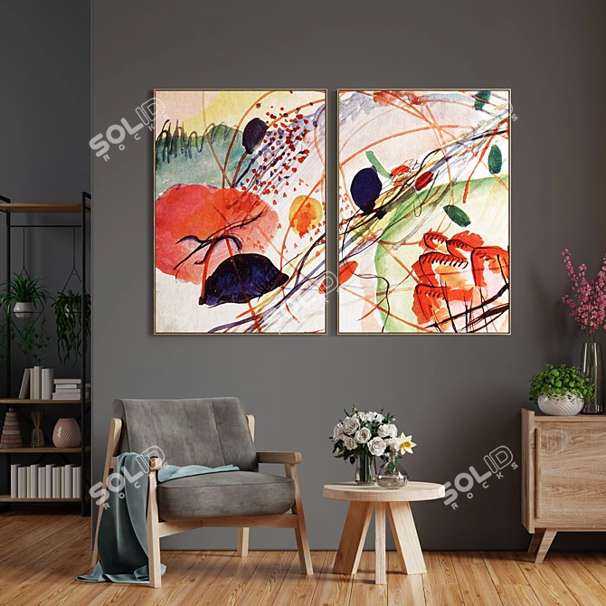 Modern Gallery Frame Set 3D model image 4