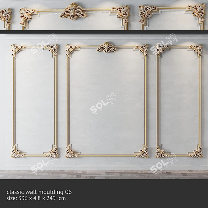 Elegant Classic Wall Moulding 3D model image 1