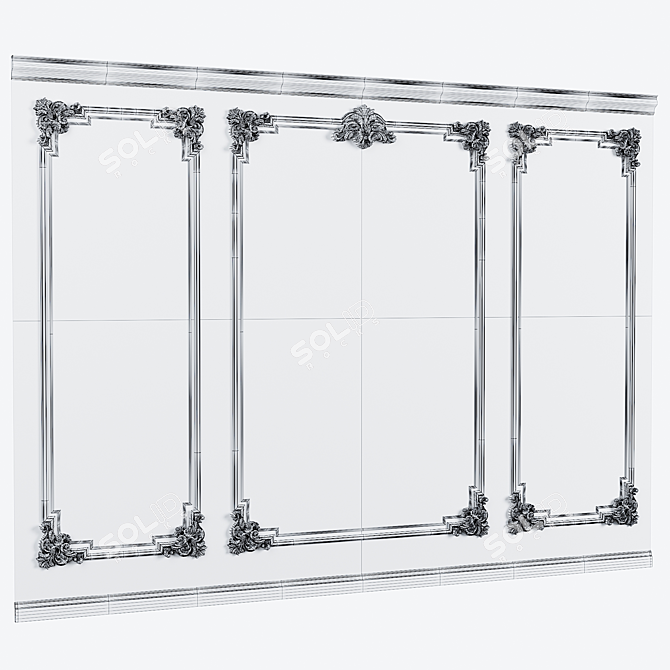 Elegant Classic Wall Moulding 3D model image 4