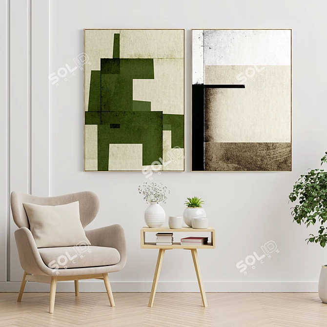 Elegant Photo Frames Set for Interior Decoration 3D model image 2