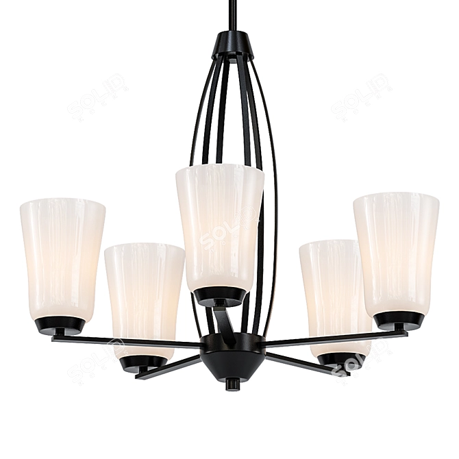 Elegant Oiled Bronze Chandelier 3D model image 1