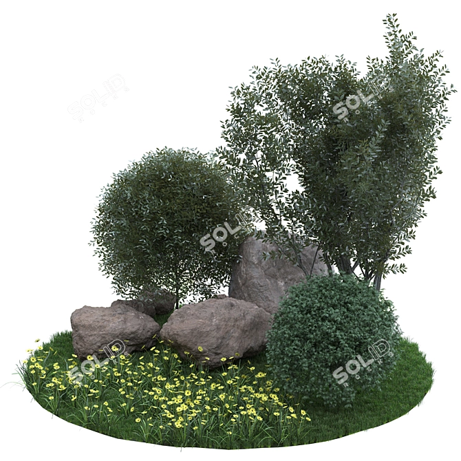Lush Green Landscape Grass 3D model image 2