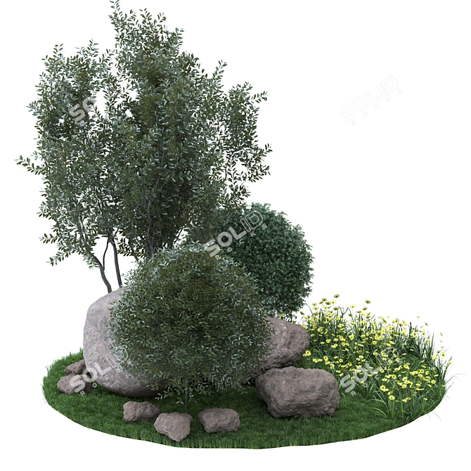 Lush Green Landscape Grass 3D model image 3