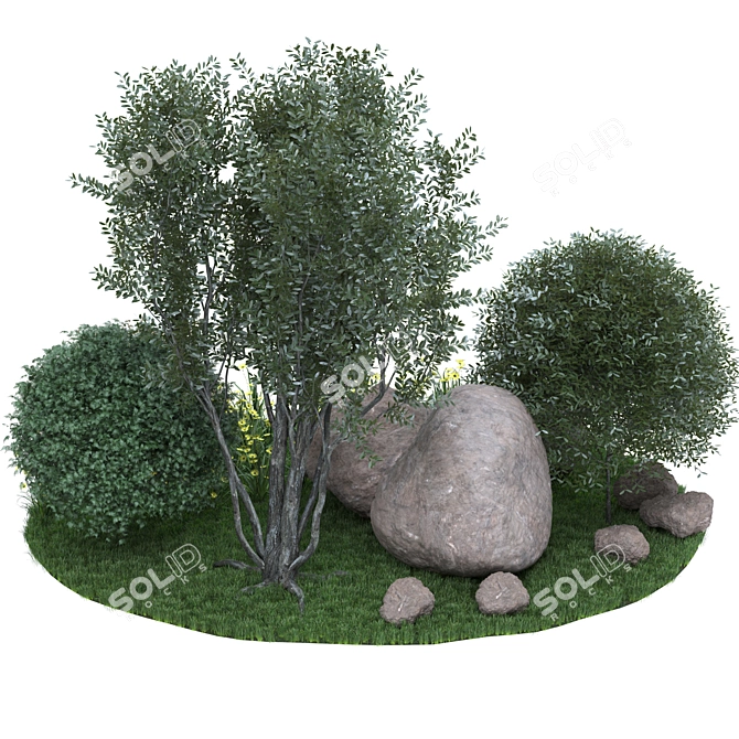 Lush Green Landscape Grass 3D model image 4