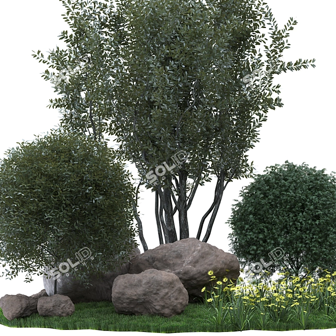 Lush Green Landscape Grass 3D model image 5