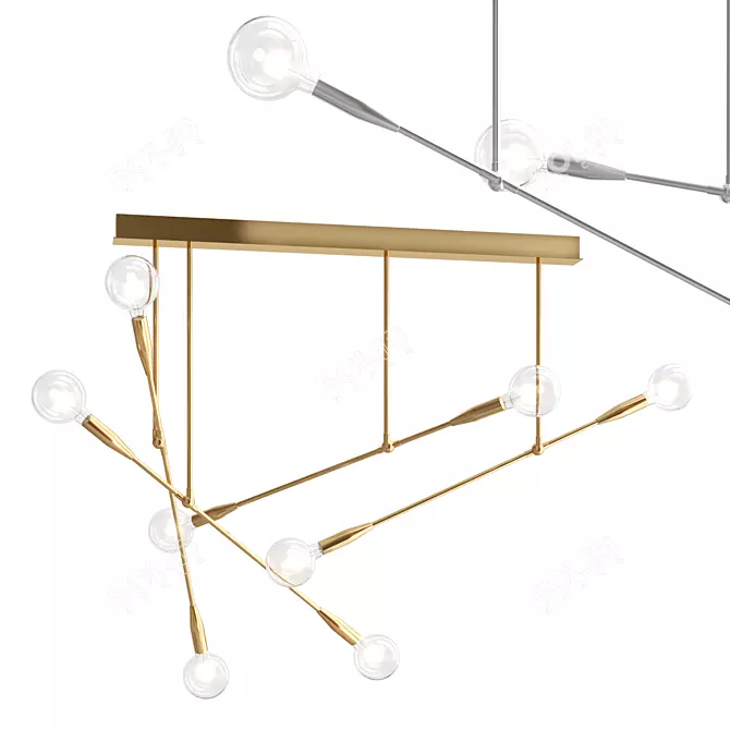 Spectra Quad Chandelier | 190 cm Length 3D model image 1