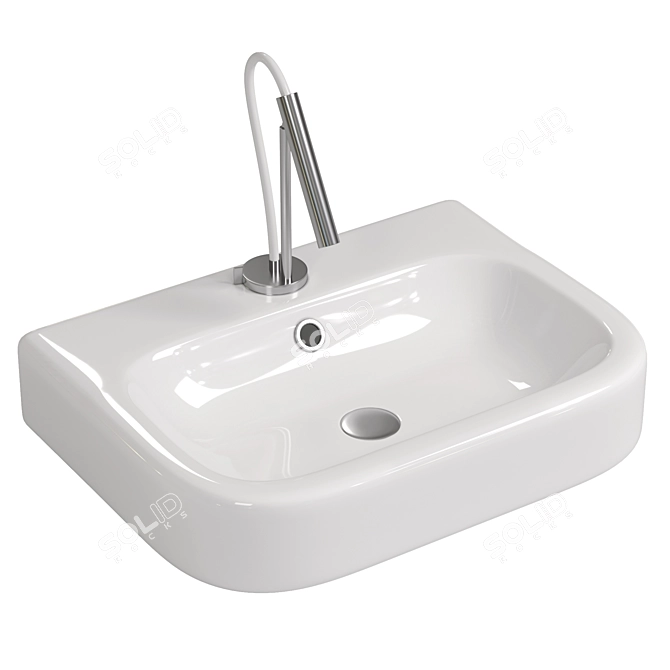 Modern Square Washbasin 600 3D model image 1