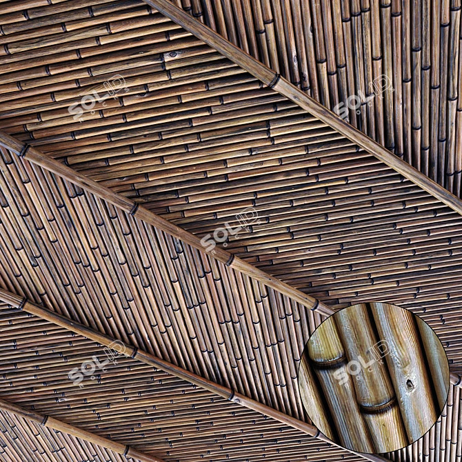 Bamboo Branch Ceiling Fixture 3D model image 1