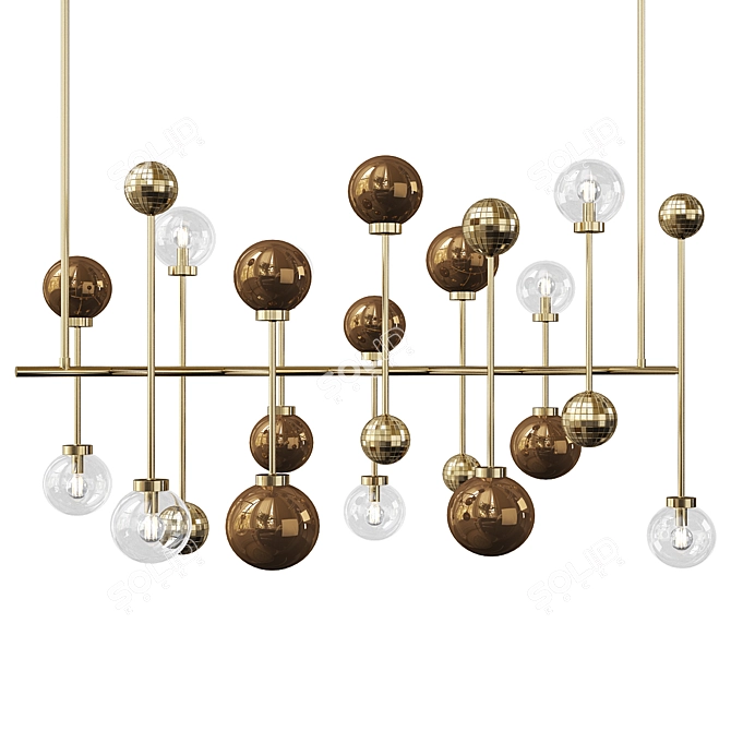 Elegant Fluxus Bronzed Chandelier 3D model image 1