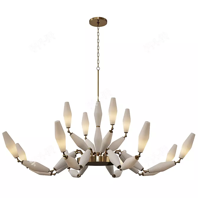 Elegant Vintage Chandelier, 12-Light 3D model image 1