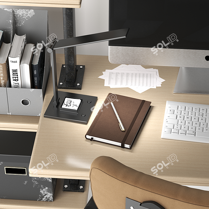 Elegant Work Table - Stylish Decor 3D model image 2