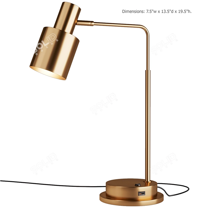 Antique Brass Cylinder Lamp 3D model image 1