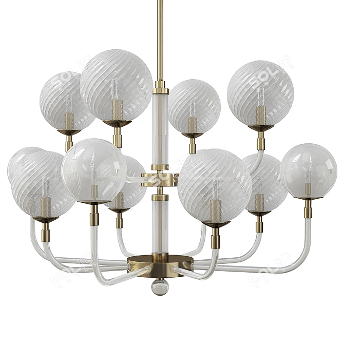 Elegant B+L Chandelier: Multiforme Artistry 3D model image 1