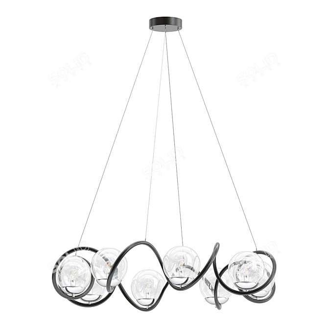 Elegant Curlicue 8-Light Chandelier 3D model image 1