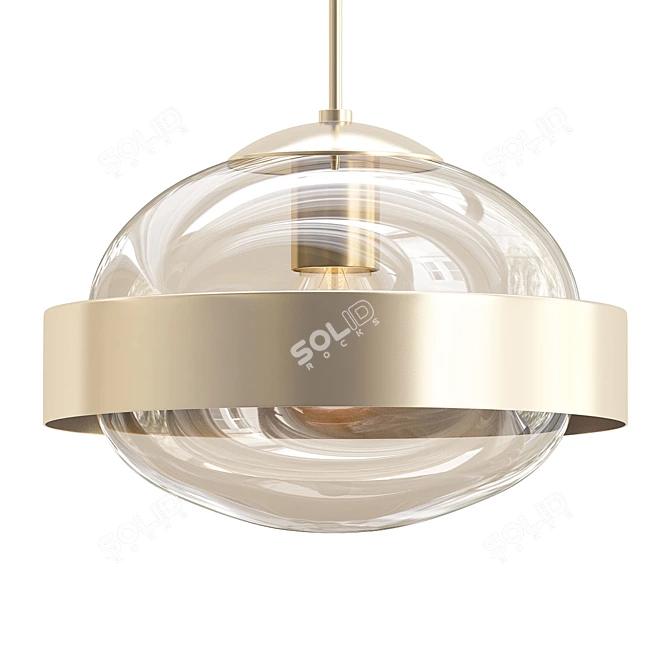 Hand-Blown Glass & Brass Pendant 3D model image 1