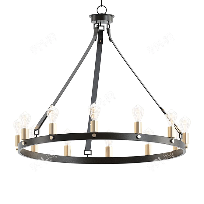 Bronze and Leather Chandelier 3D model image 1