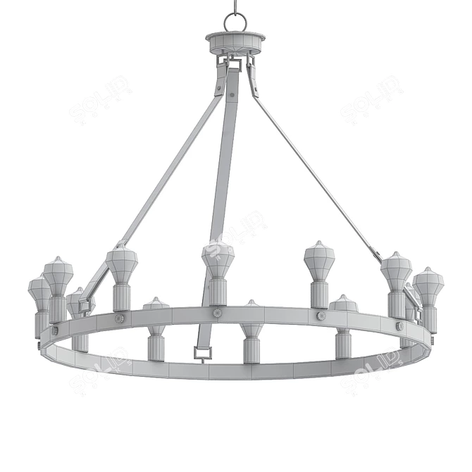 Bronze and Leather Chandelier 3D model image 2