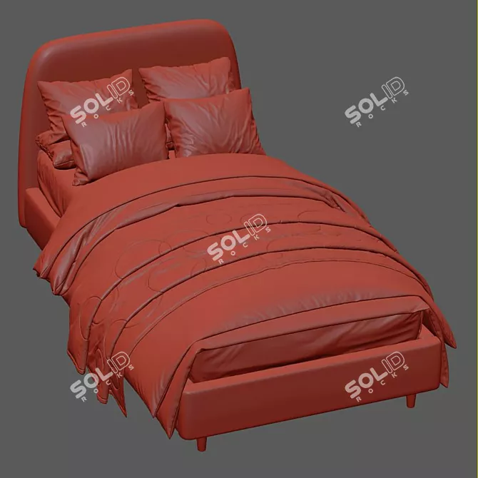 Raelynn Oatmeal Upholstered Bed 3D model image 7