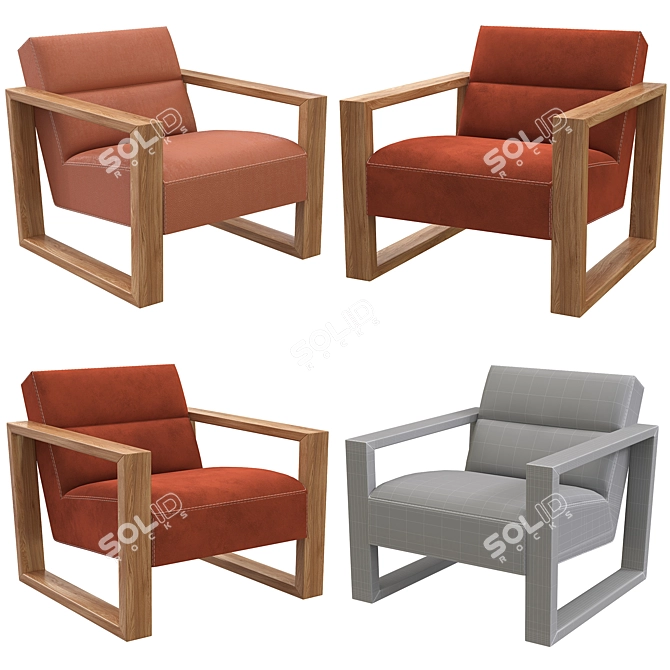 Sleek Bond Leather Chair 3D model image 4
