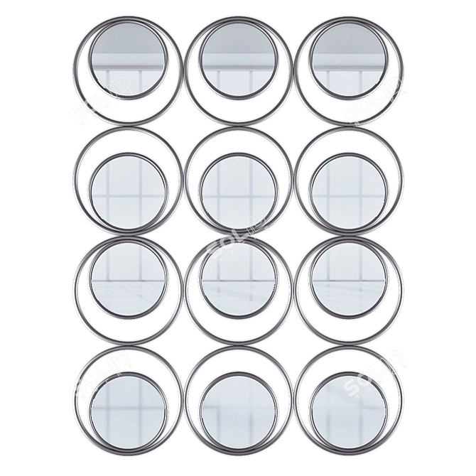 Silver Circles Wall Mirror - 1400x1045mm 3D model image 1