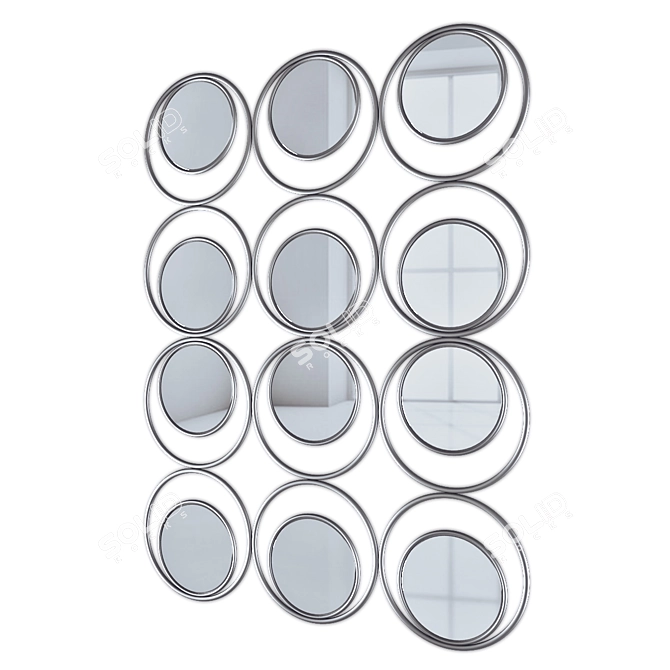 Silver Circles Wall Mirror - 1400x1045mm 3D model image 2