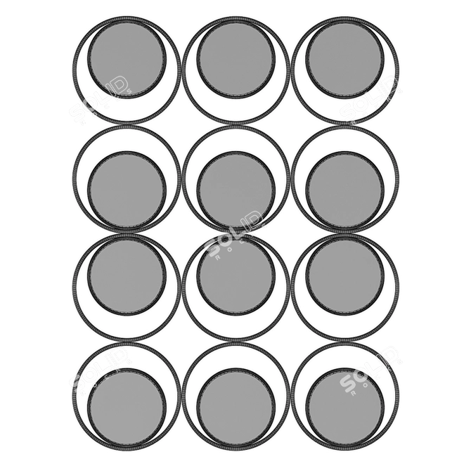 Silver Circles Wall Mirror - 1400x1045mm 3D model image 3