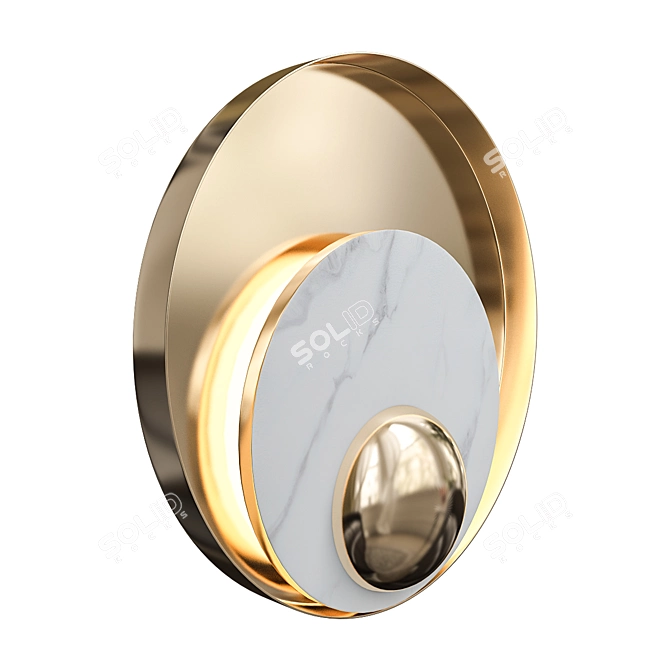 JAGGER Pearl Round Golden Wall Lamp 3D model image 1