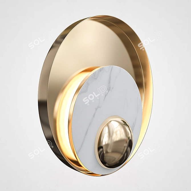 JAGGER Pearl Round Golden Wall Lamp 3D model image 2